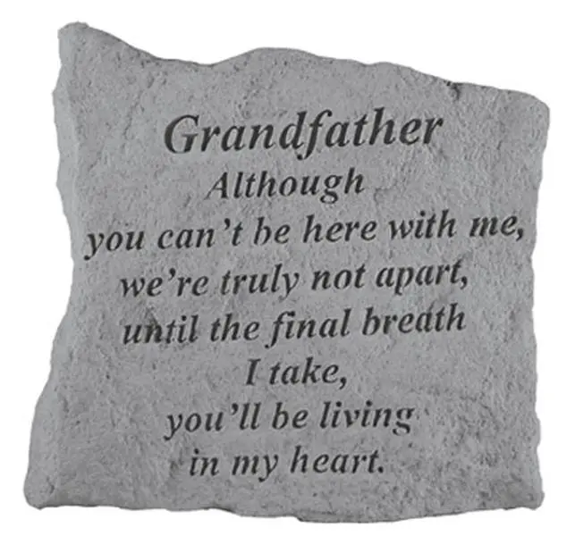 Kay Berry Square Stone Grandfather Memorial Plaque - 5.25x5.25in Weatherproof Outdoor Decor Signs, Hanging Accent with Loop for Outdoor Furniture, Home Decor, Decorative