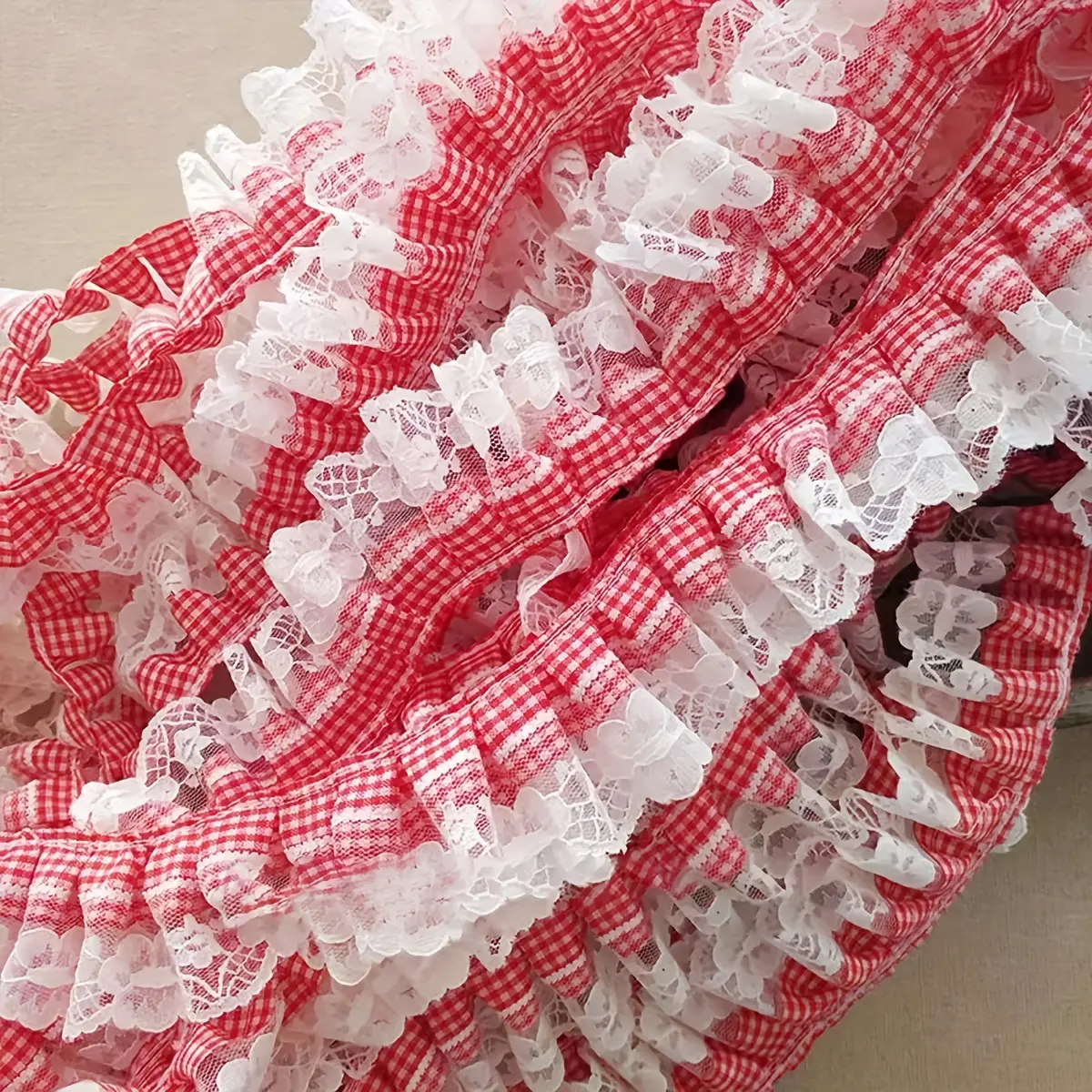 Plaid Elegant Lace Trim Ribbon Roll, 5cm Wide Folded Design, DIY Hair Accessories & Decorative Material, Ideal for Hats Shoes Crafting