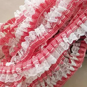 Plaid Elegant Lace Trim Ribbon Roll, 5cm Wide Folded Design, DIY Hair Accessories & Decorative Material, Ideal for Hats Shoes Crafting