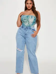 Topanga 90's Ripped Straight Leg Jeans - Medium Wash