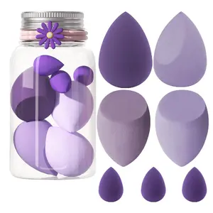 7-Piece Soft Velvet Makeup Sponge Set, Includes 4 Regular Sponges & 3 Mini Sponges, Latex-Free, Suitable for All Skin Types