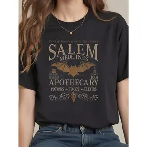 Salem Apothecary Medicines Herbal Witch Bat Beige T-Shirt         Men's T-shirt graphic tees  crop tops  outfits   tops T-Shirt