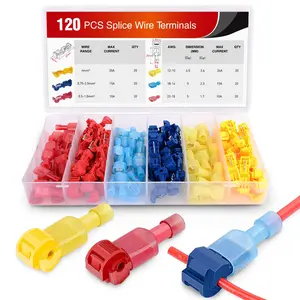 Quick Splice Wire Terminals, 120pcs/set T-Tap Self-stripping Wire Connectors with Nylon Fully Insulated Male Quick Disconnects Kit, Wire Connectors for Home, Durable Reliable Connectors