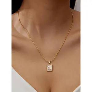 Letter Design Pendant Necklace for Women & Girls, Stainless Steel Jewelry for Party, Daily Clothing Decor, Trendy Exquisite Jewelry As Gift