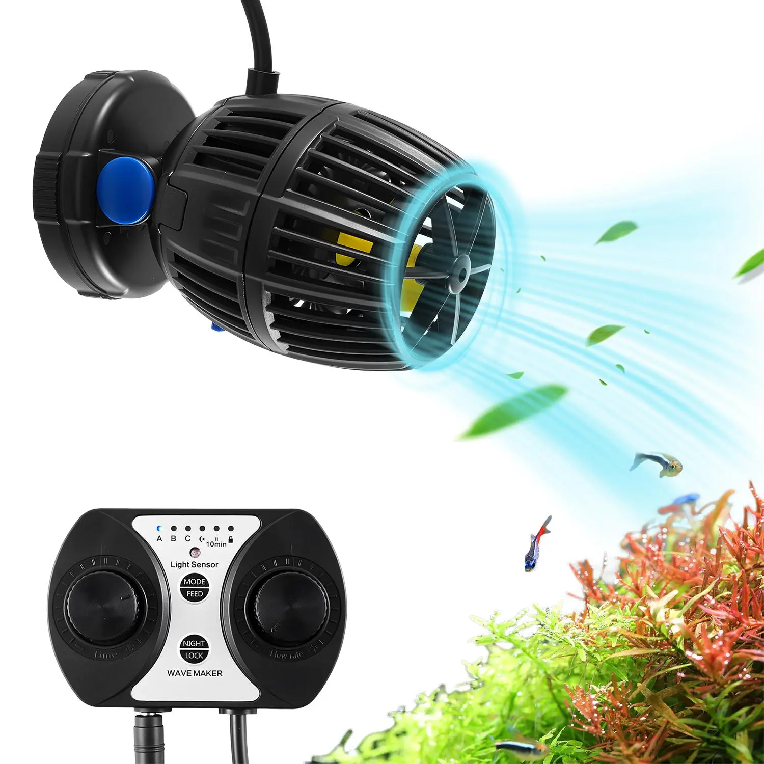 VEVOR Aquarium Wave Maker, 40W 3963 GPH Quiet Strong DC Powerhead, Aquarium Salt Water Pumps with Controller, Strong Magnetic Base, 360° Rotating Circulation Pump for Freshwater Saltwater Tanks