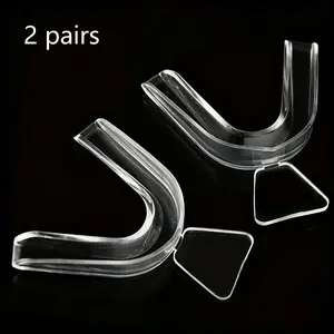 2 Pairs Silicone Mouthguards, Soft Invisible Fit, DIY Shaping, Adult Teeth Whitening, Anti-Snoring, Boxing, General Use
