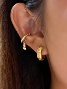 Round Zircon Ear Clips For Ladies A Stainless Steel 18k Gold Plated Waterproof And Anti Allergy Jewelry Earring Elegant In All Seasons Classic In Daily Life Especially Luxurious Perfect For Afternoon Tea High Quality Earrings