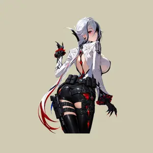 Anime Assassin Girl Sticker, White Hair Tactical Outfit Gun Girl Vinyl Decal for Laptop Car Gear