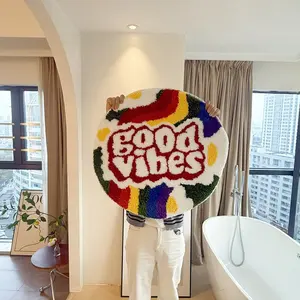 Colorful Round High-Density Tufted Boho Graphic Rug, Anti-Slip Bottom Tpr, Soft Skin-Friendly, Easy to Clean, Home Decor for Living Room & Bedroom