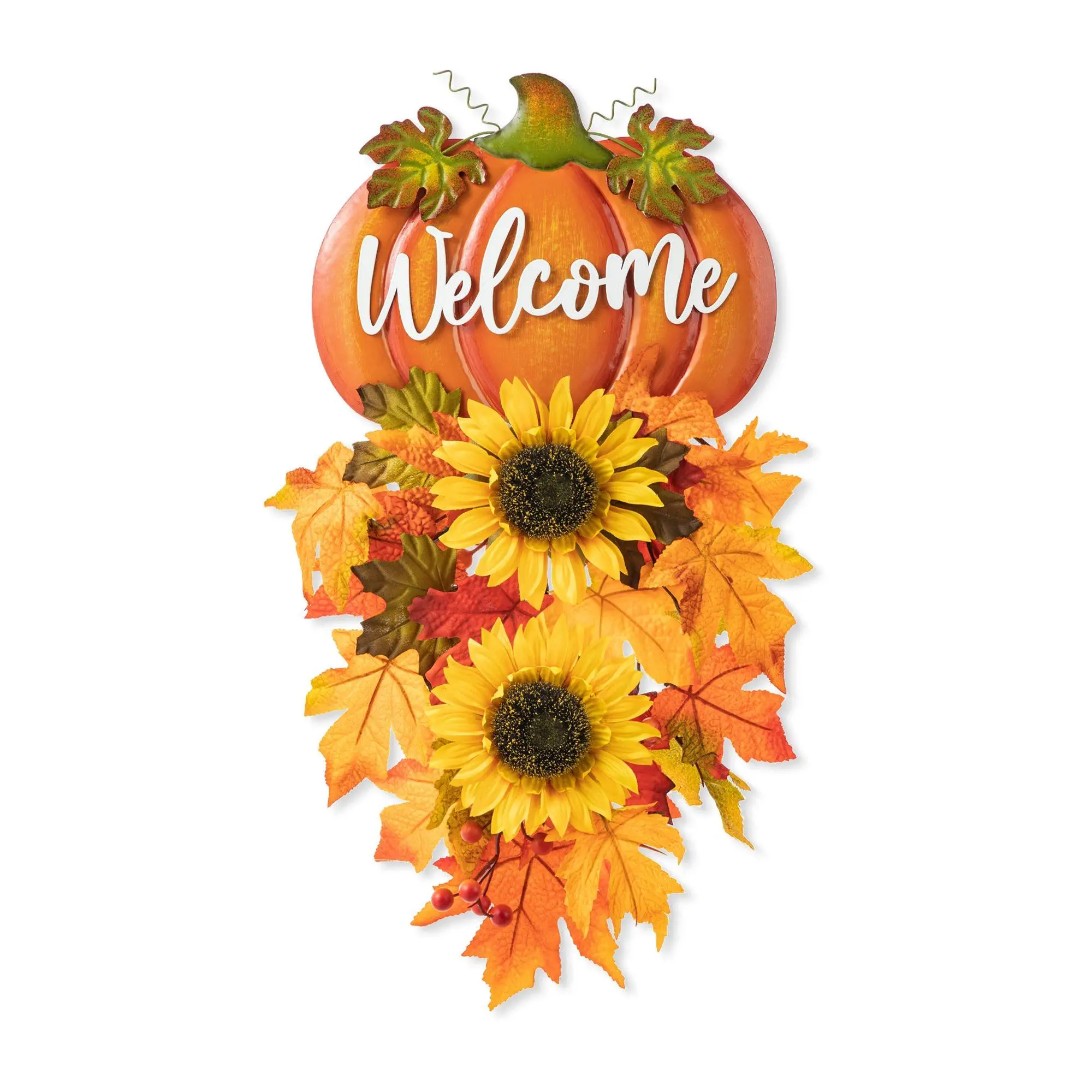 Glitzhome 22.5"H Fall Pumpkin & Sunflower Swag Wall Decor
