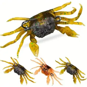 3 count Bass Fishing Lures,Catfish Lures,Bionic Crab Baits for Octopus, Artificial  Soft Lure with Hook for Saltwater, Winter Fishing Tackle