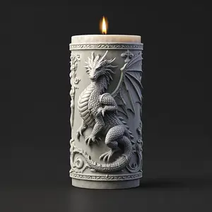 Dominant Flying Dragon Relief Candle Silicone Mold, Winged God Dragon Lucky Cloud Totem 3D Carving Essential Oil Making Mould
