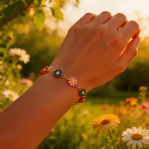 RAINBOW DAISY ENAMEL BRACELET