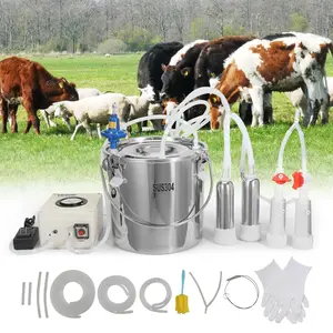 VEVOR Goat Milking Machine,  , 12 L 304 Stainless Steel Bucket, Electric Automatic Pulsation Vacuum Milker, Portable Milker with Food-grade Silicone Cups and Tubes, Adjustable Suction for Cows and Sheep