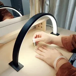 New Moon LED Desk Lamp, Adjustable Brightness & Color Temperature, Eye-Care, USB Powered Metal Table Light, Home Office Bedroom Nail Art