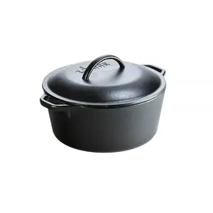 Pre-Seasoned 5 Quart Cast Iron Dutch Oven with Loop Handles and Cast Iron Cover