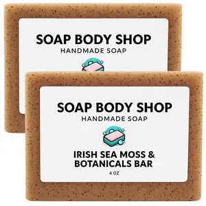 Irish Sea Moss & Botanicals Soap Bar – 2-Pack, Handmade Natural Face & Body Soap with Bladderwrack, Burdock Root, Lavender & Turmeric Oils, Coconut Oil & Goat’s Milk – Gentle Cleansing & Nourishing, 3.5 oz