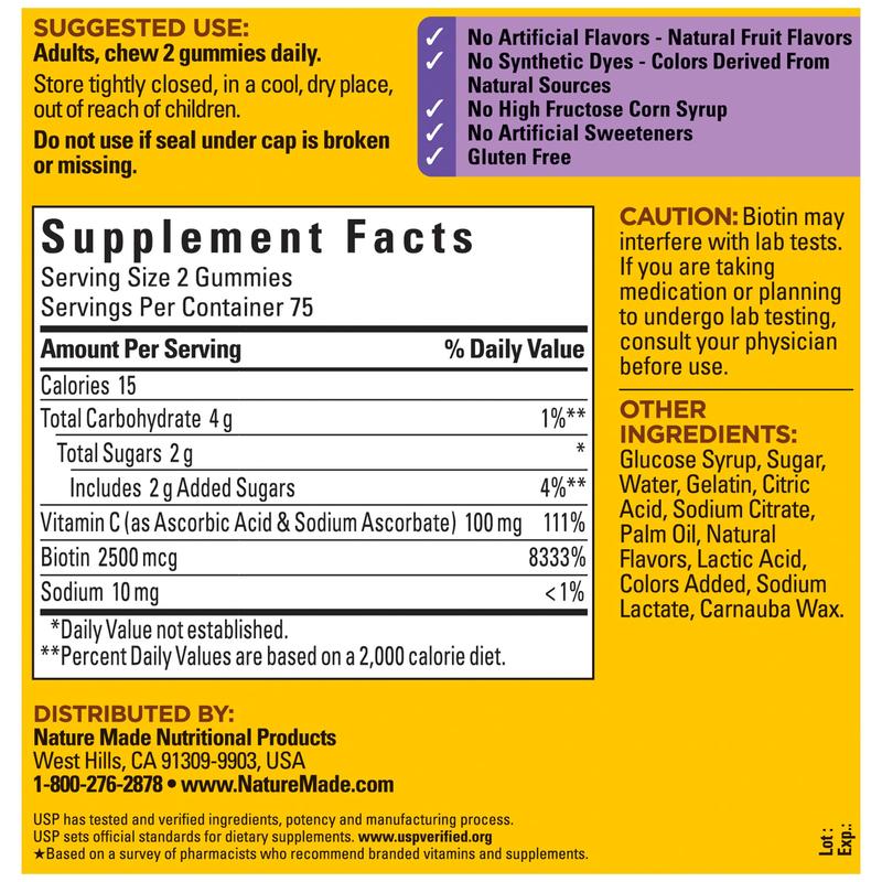 Hair-Skin-Nails‡ 2500 mcg Biotin Gummies