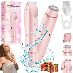 Women's Cordless 2-in-1 Electric Shaver for Women & Trimmer - Dual-Head Titanium-Ceramic Blades, 10000RPM Silent Motor, IPX7 Waterproof, Removable Steel Part, Portable Self Care Products Gift Set with Handbag for Adults (Womens Gifts)