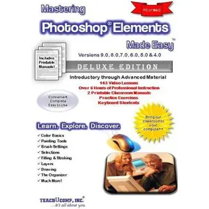 USED-Mastering Photoshop Elements Made Easy Training Tutorial v. 9, 8, 7, 6, 5 & 4 - How to use Elements Video e Book Manual Guide. Even dummies can learn from this total DVD-ROM with Introductory through Advanced material from Professor Joe