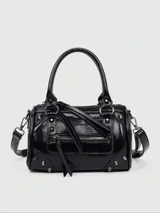 Vintage Punk Mechanical Style Large Capacity Office PU Leather Pu Tote Satchel Women's Handbag & Underarm Bag, Stylish and Durable Design