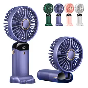 Handheld Turbo Fan with Phone Holder,Handheld Cooling Fan Folding Fan Usb Rechargeable Fan with Digital Display, Silent Fan for Outdoor Travel Office, Portable Multifunction Mini Fan, Cordless Oscillating Fan, Usb Powered Fan, Rechargeable Camping Fan