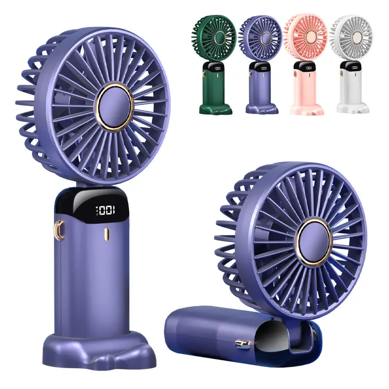 Handheld Turbo Fan with Phone Holder,Handheld Cooling Fan Folding Fan Usb Rechargeable Fan with Digital Display, Silent Fan for Outdoor Travel Office, Portable Multifunction Mini Fan, Cordless Oscillating Fan, Usb Powered Fan, Rechargeable Camping Fan