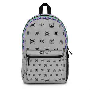 Techie Backpack with Cyber Icons, Unique School Bag, Stylish Laptop Carrier, Gift for Students, Geeky Accessories