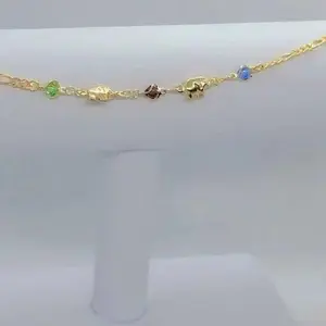 Brand New Brazilian 18k Gold Filled 2 Elephants w/ beaded colors anklet