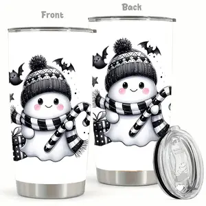 Ghosts and Candy Double Stainless Steel 3D Printed Thermoses,Special Gift for Friends&Family-Suitable for Everyday Use,Cold Drink,Gym,Travel 1 pc 20oz