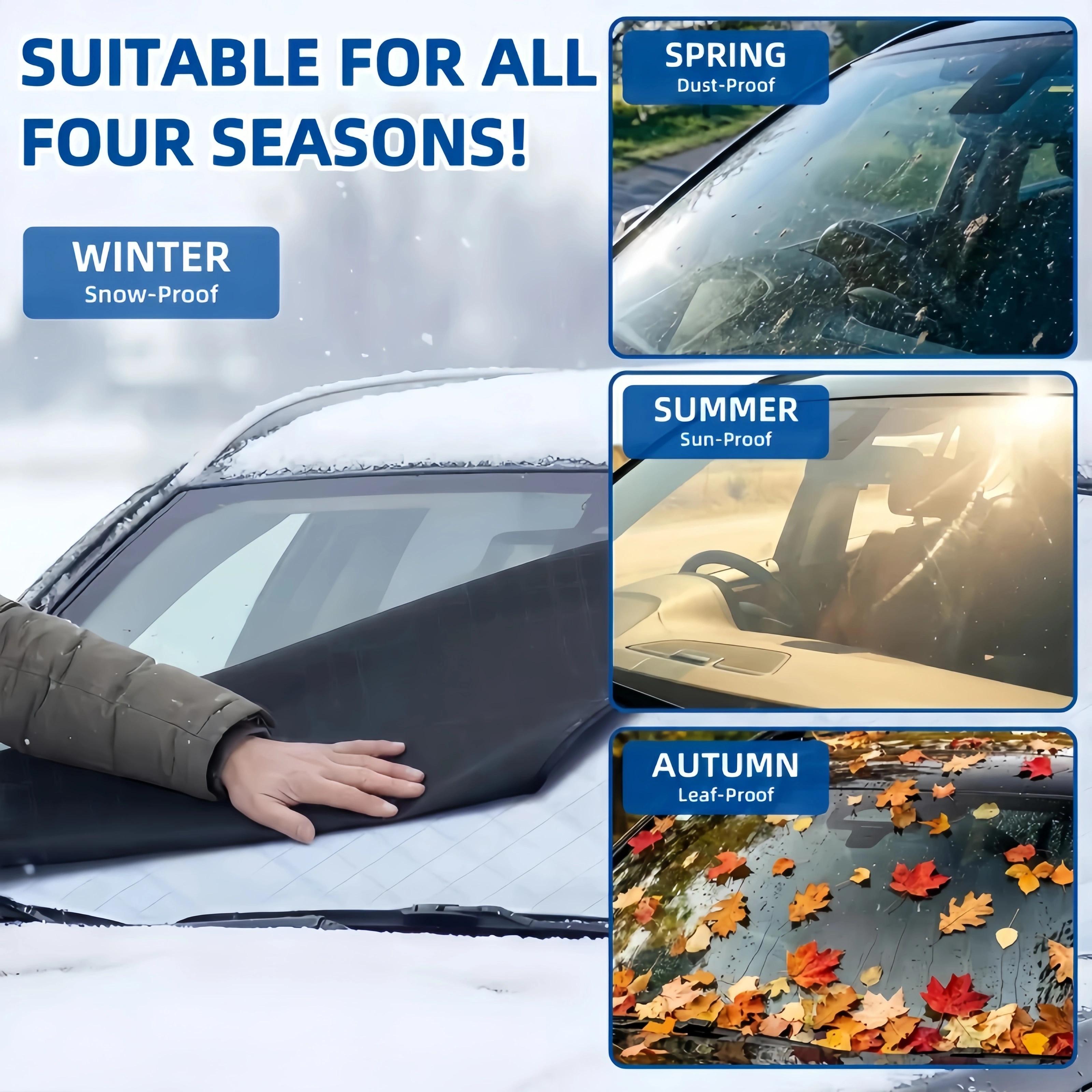 Car Windshield Cover, Heavy Duty Thick Protective Windscreen Cover - Snow Ice Frost Sun UV Dust Water Resistent - Pefect Fit for Cars SUVs All Years Summer/Winter