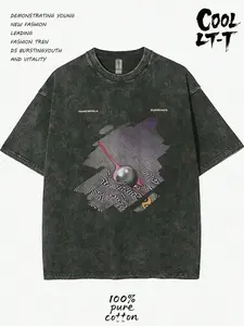 230G Washed Pure Cotton T-Shirt, Men'S Casual Fashion, With 'TAME IMPALA CURRENTS' And Abstract - Pattern Print, Outdoor Sports T-Shirt |   Loose Fit |   Soft Knitted T-Shirt, Vintage Shirt, Gift for him, her 74P