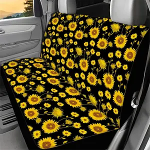 Background Sunflower Flowers Car Interior Set, Full Coverage Seat Covers, Universal All-Season Fabric, Fits Multiple Models