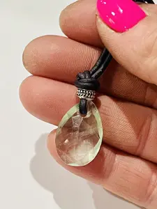 Sterling silver .925 Green Fluorite GemStone on Genuine Leather cord Necklace