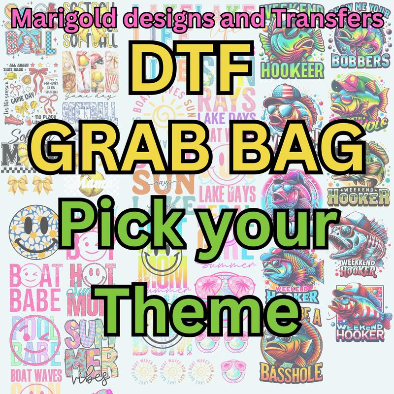 DTF Grab Bag, DTF Transfer Ready For Press Bundle, DTF Print, Dtf Bundle, Heat Transfer, Mystery Bundle, Direct To Film Grab Bag, Bulk Dtf Crafts Diy Designs Personalization