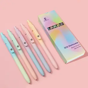 Retractable Gel pen, 5-pack 0.7 mm quick-drying black ink pen 0 smudging Smooth writing pen, note-taking, drawing, writing pen, cute and practical office supplies Suitable as a gift for women