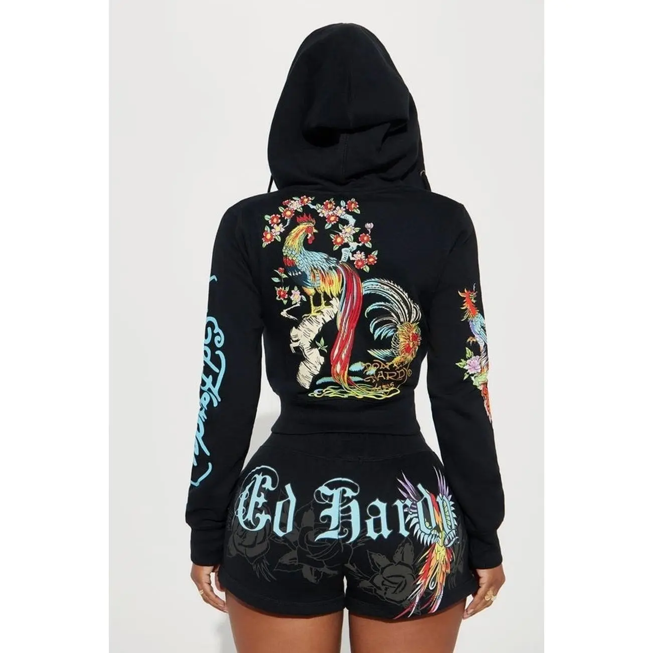 Ed Hardy Phoenix Zip Front Hoodie - Black