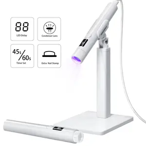 8-Second Quick Dry UV Nail Lamp with 360° Magnetic Rotating Stand - Portable LED Nail Light for Press On Nails, 45s/60s Timer, Complete Manicure Kit