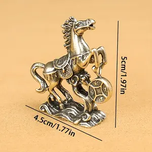 Vintage Brass Horse Statue with Intricate Design – Polished Lucky Charm Ornament for Home or Office Decor, Ideal for Holidays like Christmas & Thanksgiving | Dynamic Pose Sculpture, Perfect for Indoor Spaces, Horse Lover Gifts