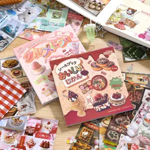 30 Sheets/book Sticker Book, Sticker Album, Japanese Food Series Decorative Material, Hand Account Stationery Water Bottle Multi-Scene Decoration, Fun Stickers