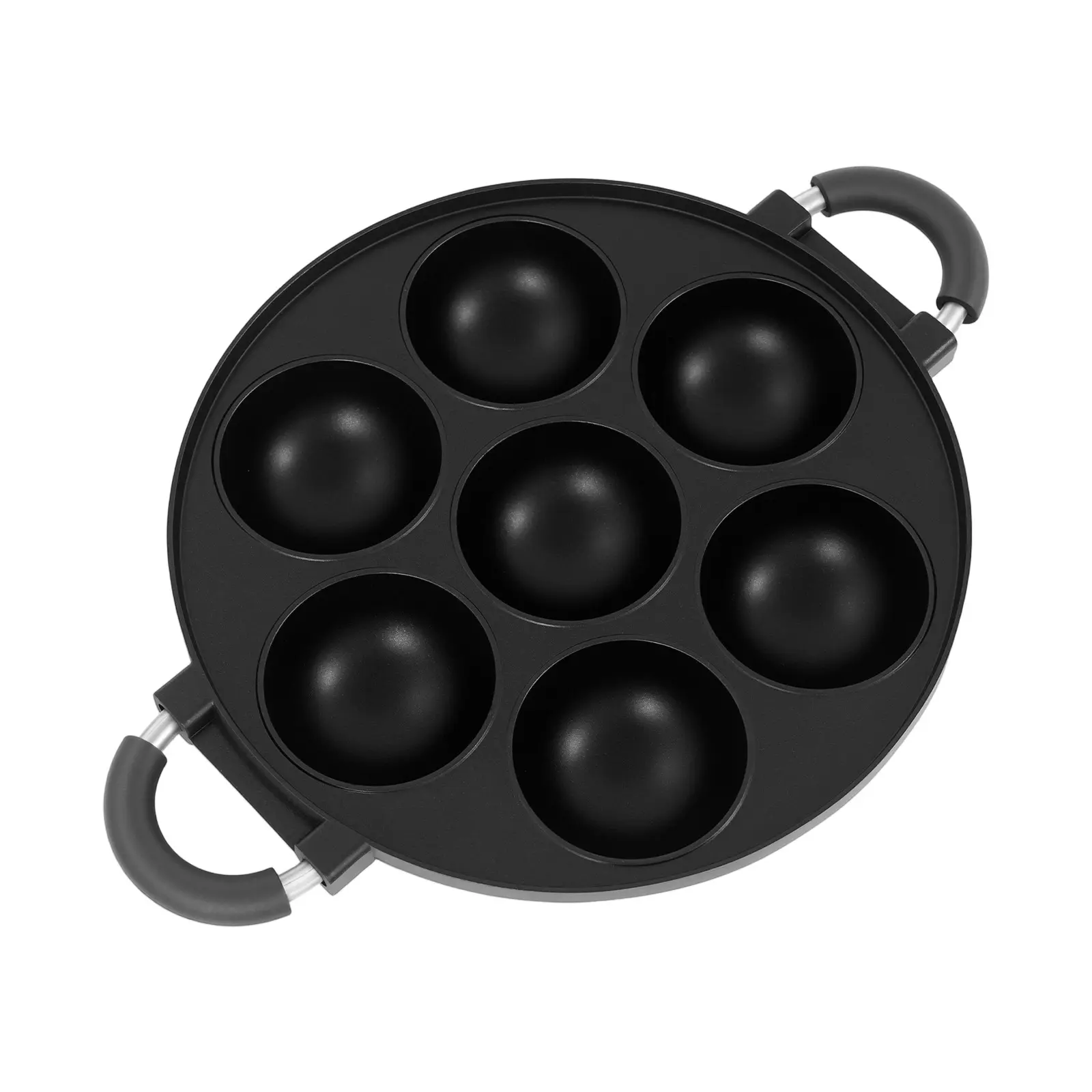 7 Hole Takoyaki Pan Gas Stove Die Cast Aluminum Baking Mold for Cake Egg Puff Home Kitchen