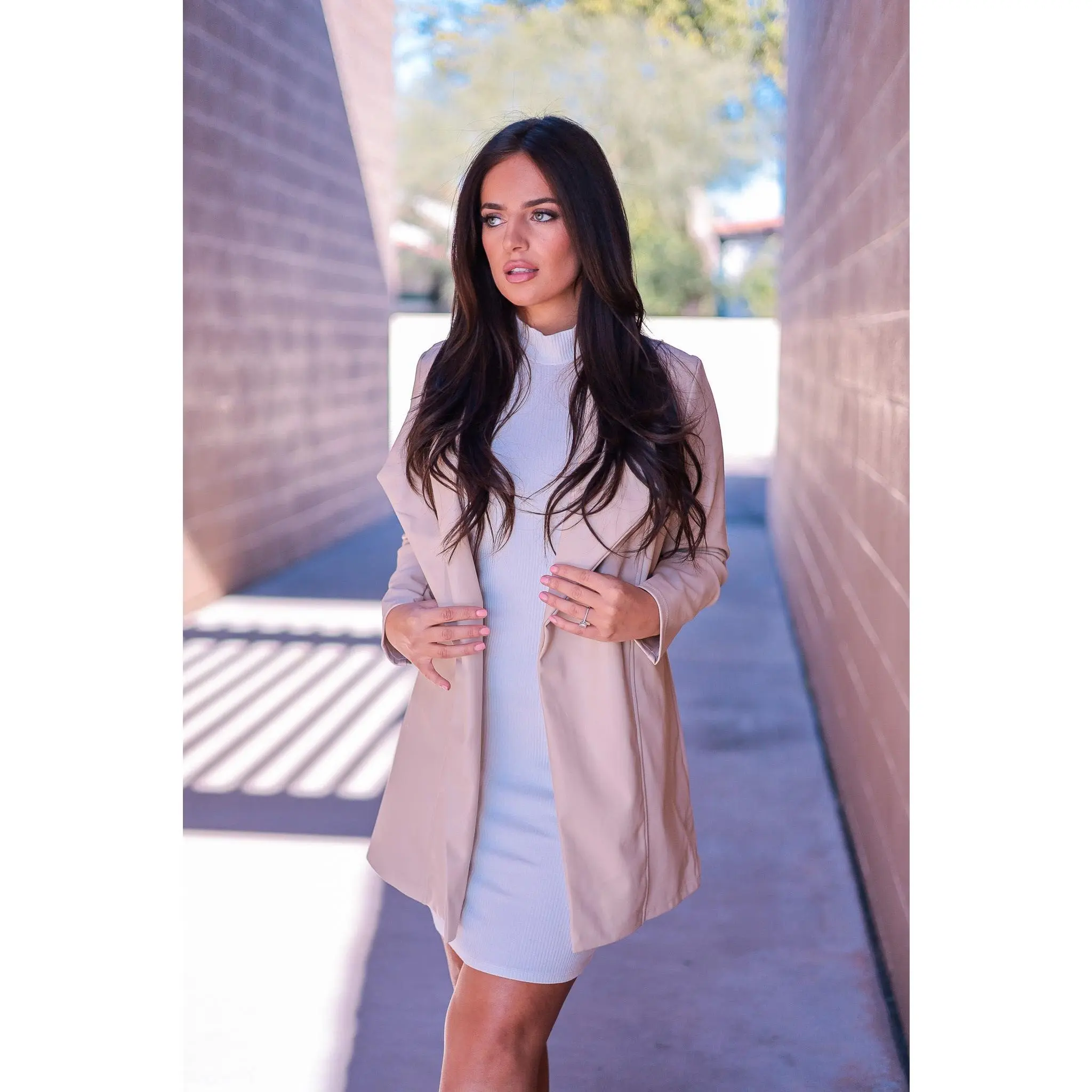 Beige - Vegan Leather Jacket