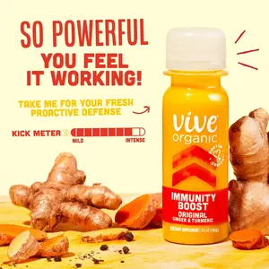 Vive Organic Immunity Boost Wellness Shot Natural Ginger Turmeric Drink, 2 oz Bottle