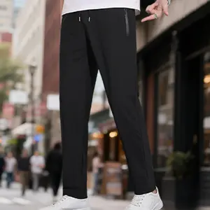 Men’s summer jogging/running long pants made from ice-feel fabric with zippered pockets; lightweight, breathable men’s flat-foot joggers suitable for summer sports, outdoor activities, and everyday wear; also great as a gift.