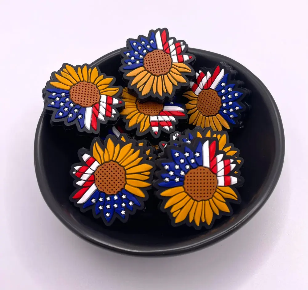 USA Flag Sunflower Focal Bead USA Flag Sunflower Focal Bead