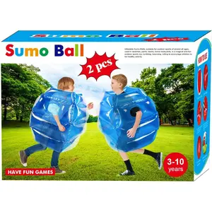 2 Pack 24 Inch Inflatable Bumper Balls for Kids Aged 3-12, Sumo Bounce Ball for Outdoor Lawn Team Gaming Play, Blue+Blue