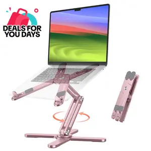 OMOTON LA10 360° Angle-Tilt Adjustable Metal Cooling Foldable Ergonomic Stand - Portable, Fits Up to 16-Inch Macbook, HP, Dell, Lenovo Laptops, Tablets, DJ Controllers (Laptop Stands & Trays)#DealsForYouDays, 360° Stand Laptop Stands & Trays, Adjustable M