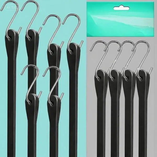 EPDM Rubber Heavy Duty Elastic Straps with Hooks (10 Pack) - Multiple Lengths (10in,15in,21in,31in), 1.5X Stretch, 180 lbs Hold, Weather/UV Resistant, All Seasons for Adults' Camping Gear, DIY Project Stabilizing, Diy Projects