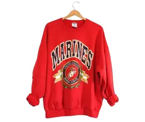 Men's Vintage 90s USMC United States Marine Corps Sweatshirt Casual Cotton Graphic Tee Unisex Fashion Street Style Features Premium Fabric
