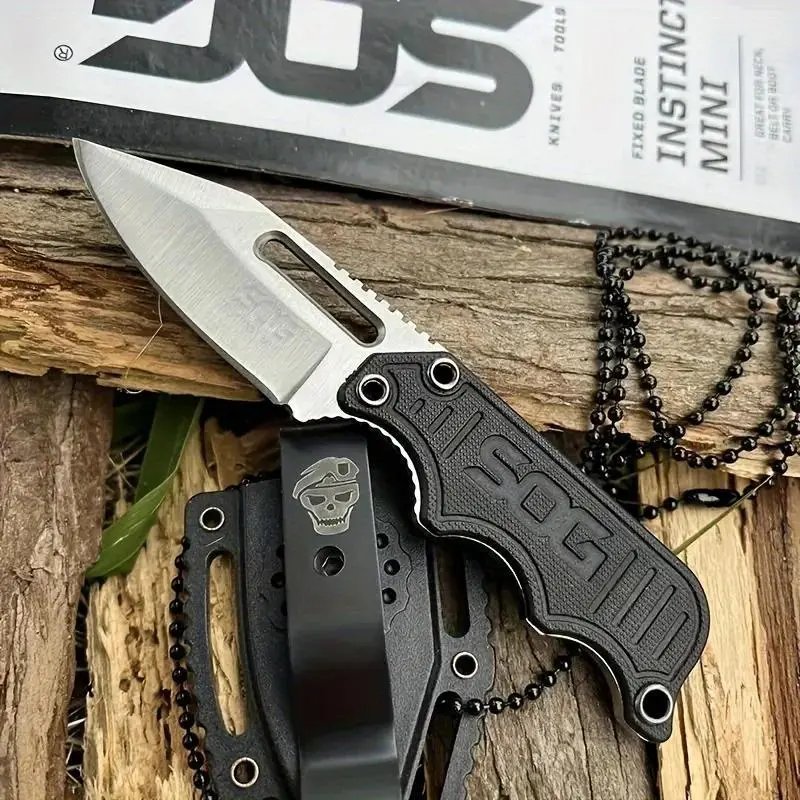 SOG Full Tang Tactical Knife with Sheath - Stainless Steel Portable Multipurpose Knives, Precision Camping Tool, EDC Survival Gear Equipment, Emergency Survival Supplies, Camp Kitchen Pocket Accessory, Great Gift, Outdoor Survival Equipment